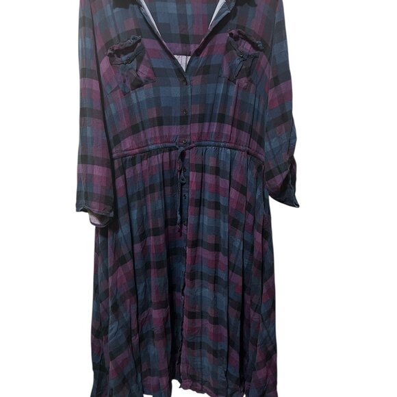 Torrid Midi Multi Colored Dress Plaid - Size 2 - Picture 6 of 6